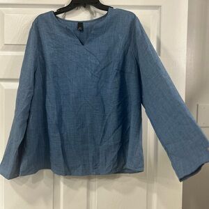Women's Blue V-Neck Top